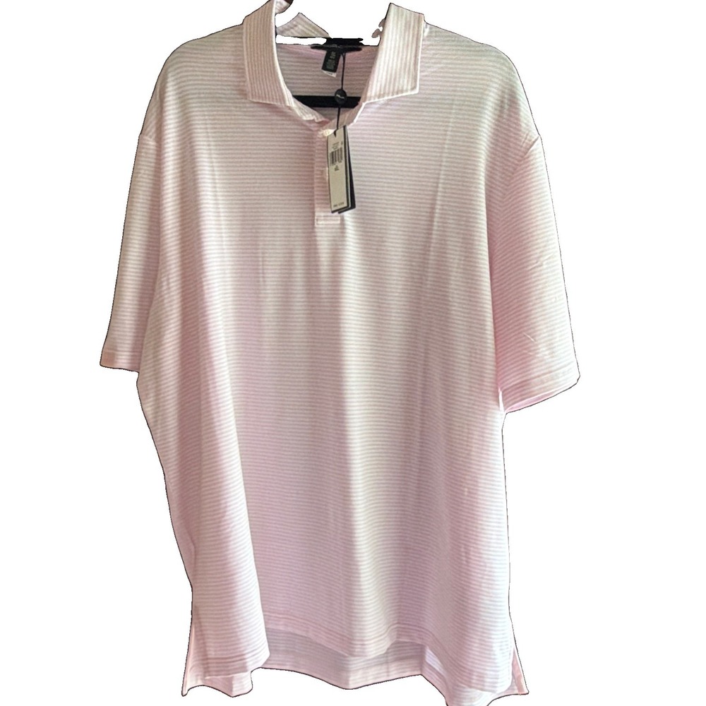 NWT RLX Ralph Lauren Golf Polo Shirt Men XXL Pink White Stripe Wicking 4083